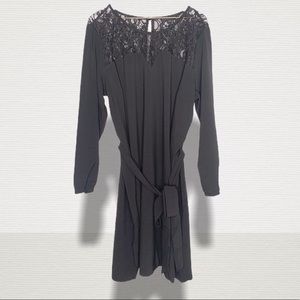 Eloquii Lace Neckline Tie Waist Dress 20W